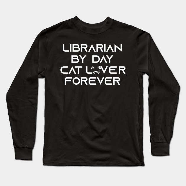 librarian cat Long Sleeve T-Shirt by Elhisodesigns